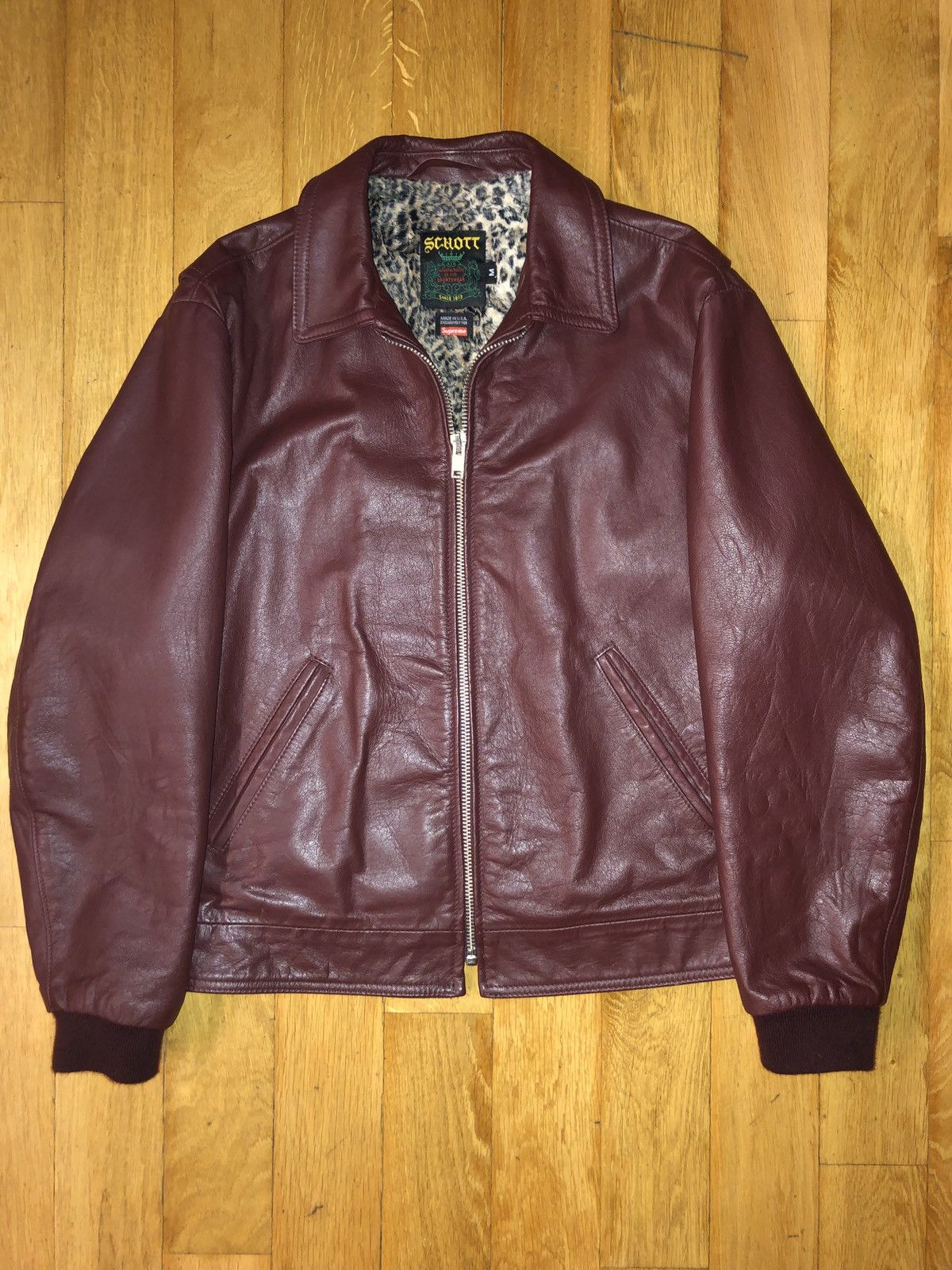 Leopard Lined Leather Work Jacket