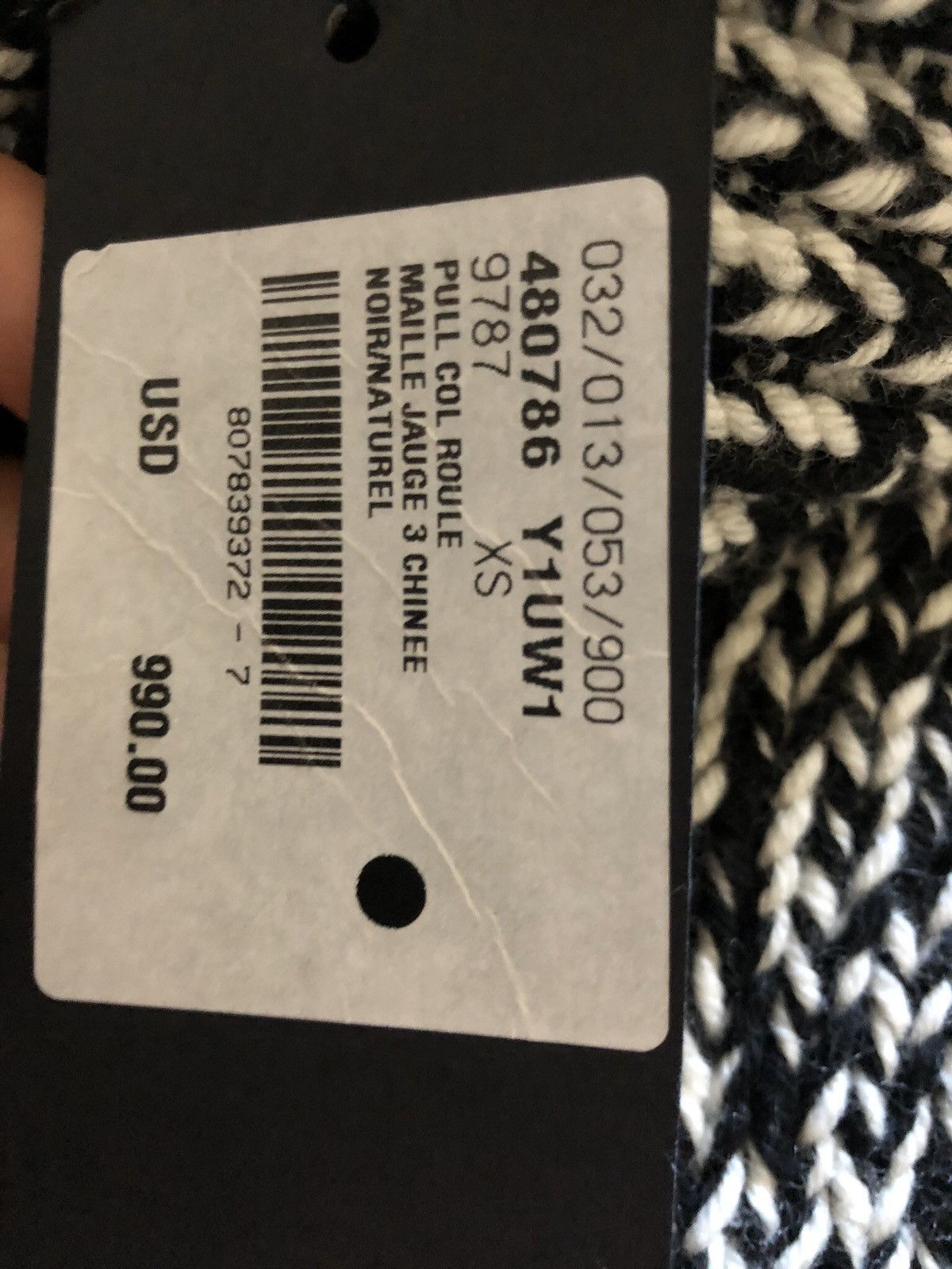 Saint Laurent Paris Black and White Mélange Wool Turtle Neck Sweater Size US S / EU 44-46 / 1 - 5 Thumbnail