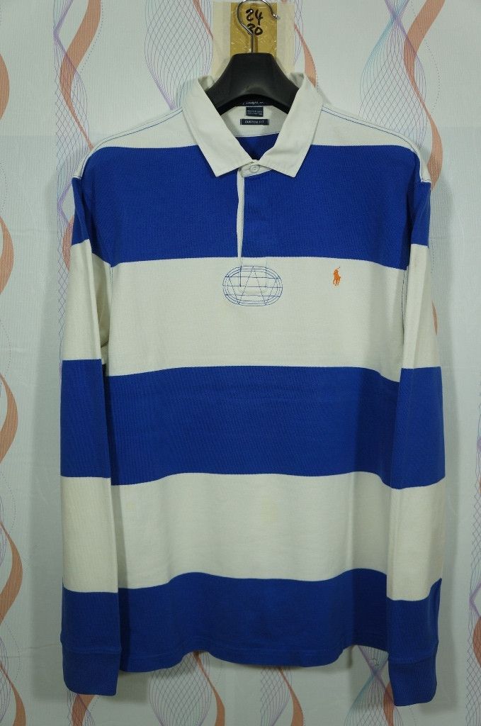 Vintage Polo Ralph Lauren Border Striped Rugby Shirt Hip Hop