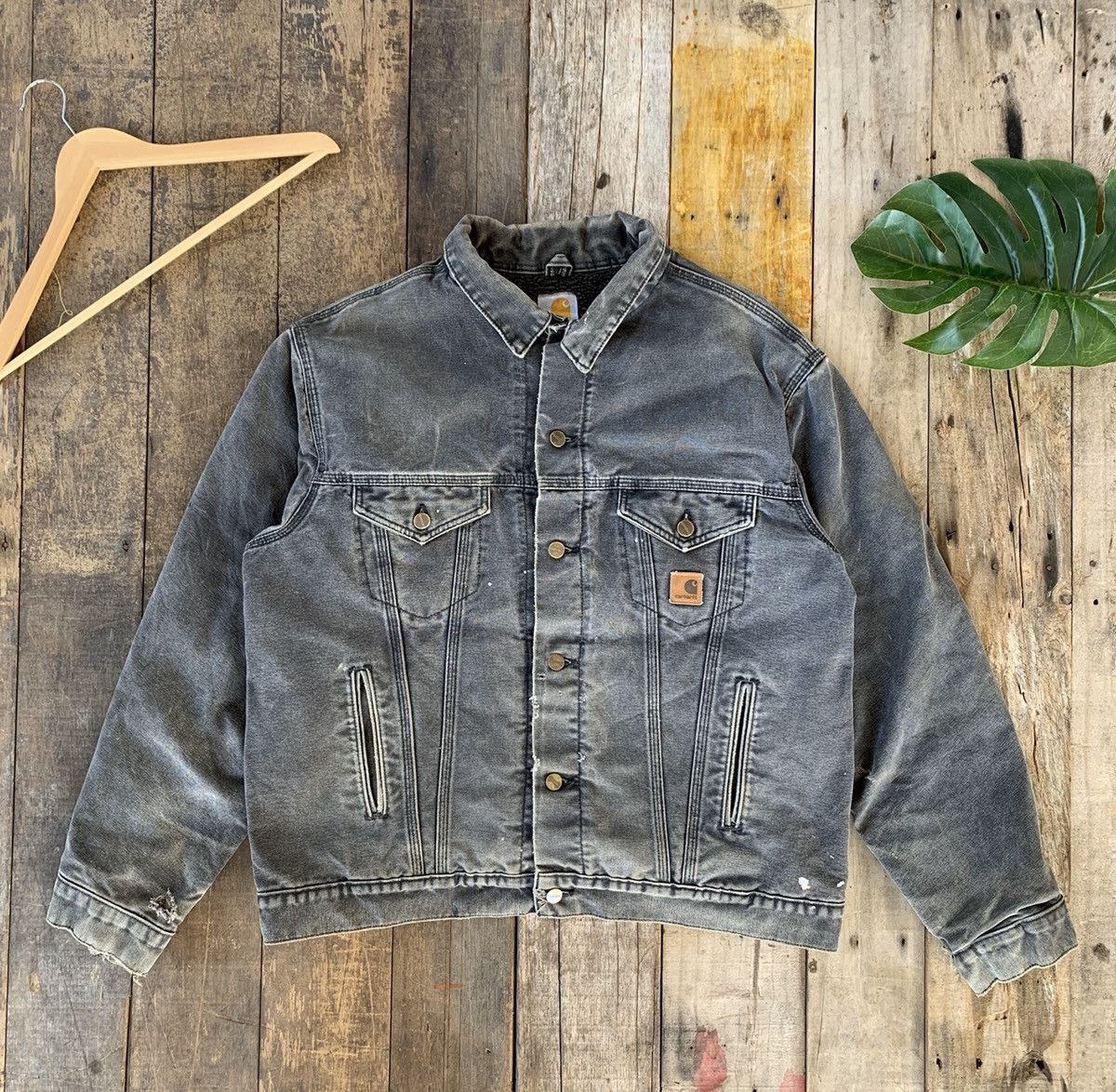 Carhartt Carhartt sandstone jean jacket / sherpa lined J233 Grailed
