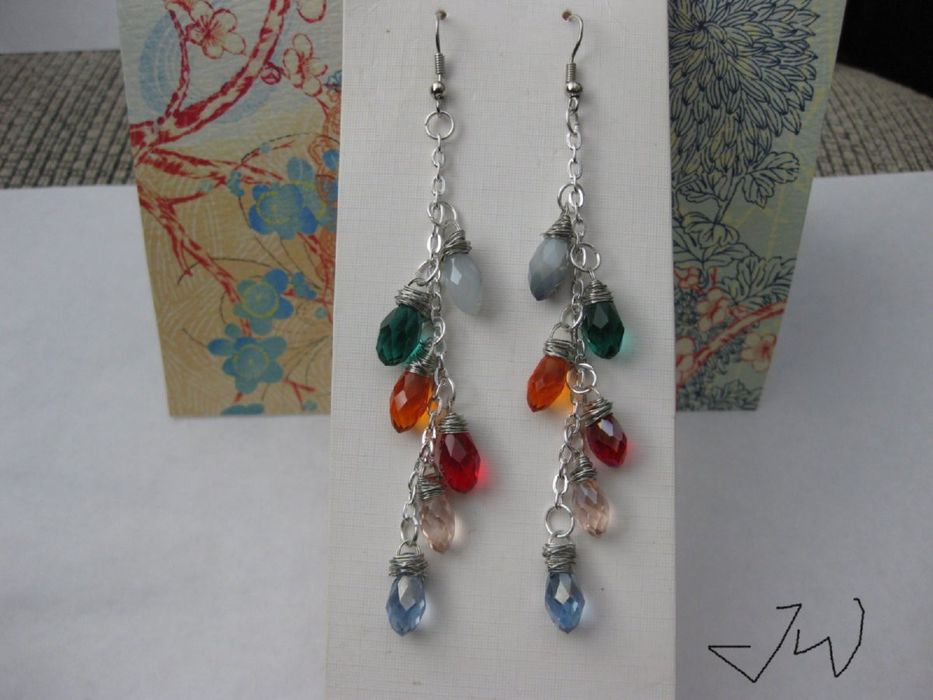 Handmade 6 Crystal Beads Stainless Steel Earrings Size ONE SIZE - 1 Preview