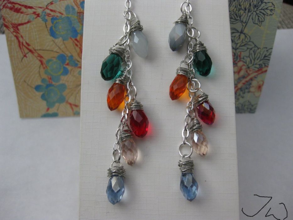 Handmade 6 Crystal Beads Stainless Steel Earrings Size ONE SIZE - 4 Preview