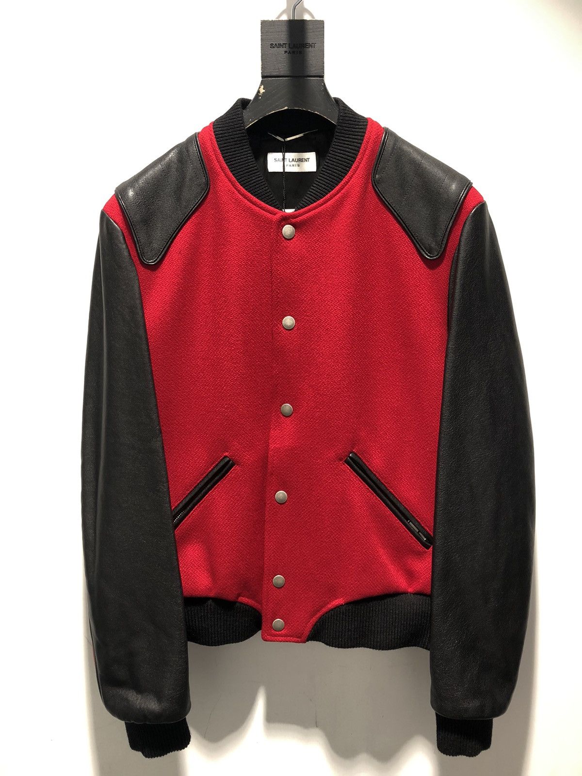 サンローラン18SS/SATIN VARSITY JACKET