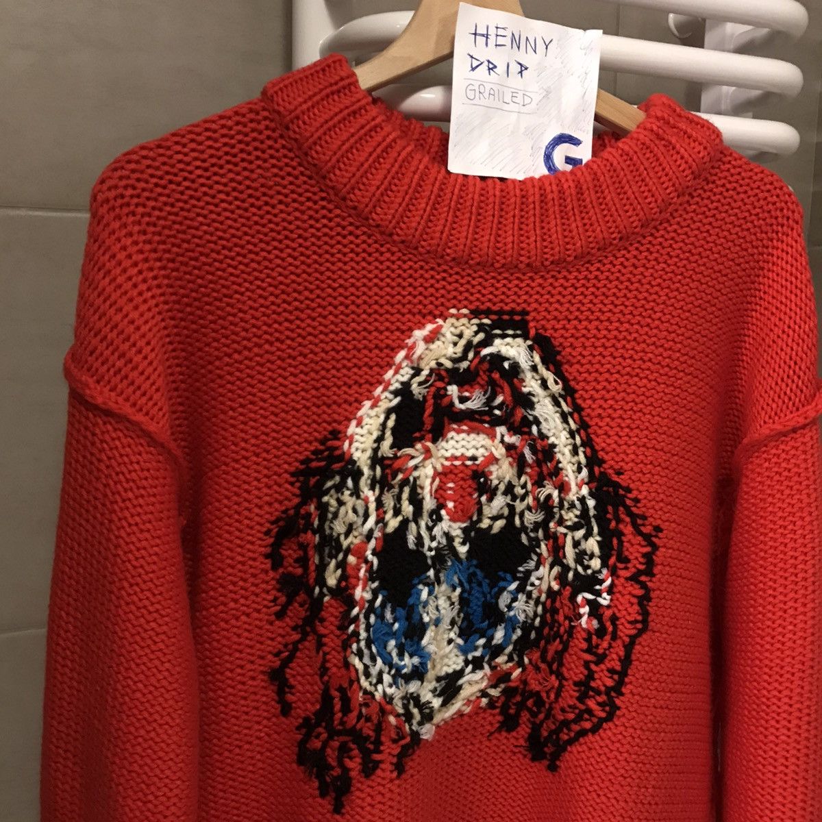 Doublet Doublet Hand-Knitting Jacquard Pullover Red | Grailed