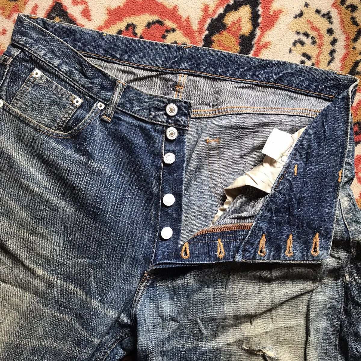 Japanese Brand Swagger distressed denim jeans selvedge rare LIKE flat head Size US 38 / EU 54 - 5 Thumbnail