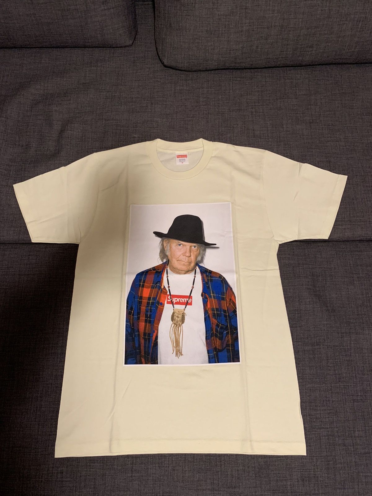 Supreme 15SS supreme neil young tee pale yellow medium | Grailed