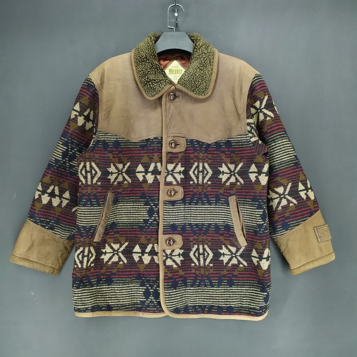 Vintage Valdust Pour Homme Aztec Design Leather/Wool Jacket#1001-40 ...