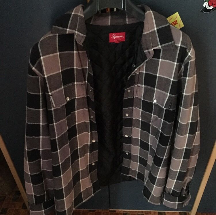 Supreme Supreme Quilted Faded Plaid Shirt Black | Grailed