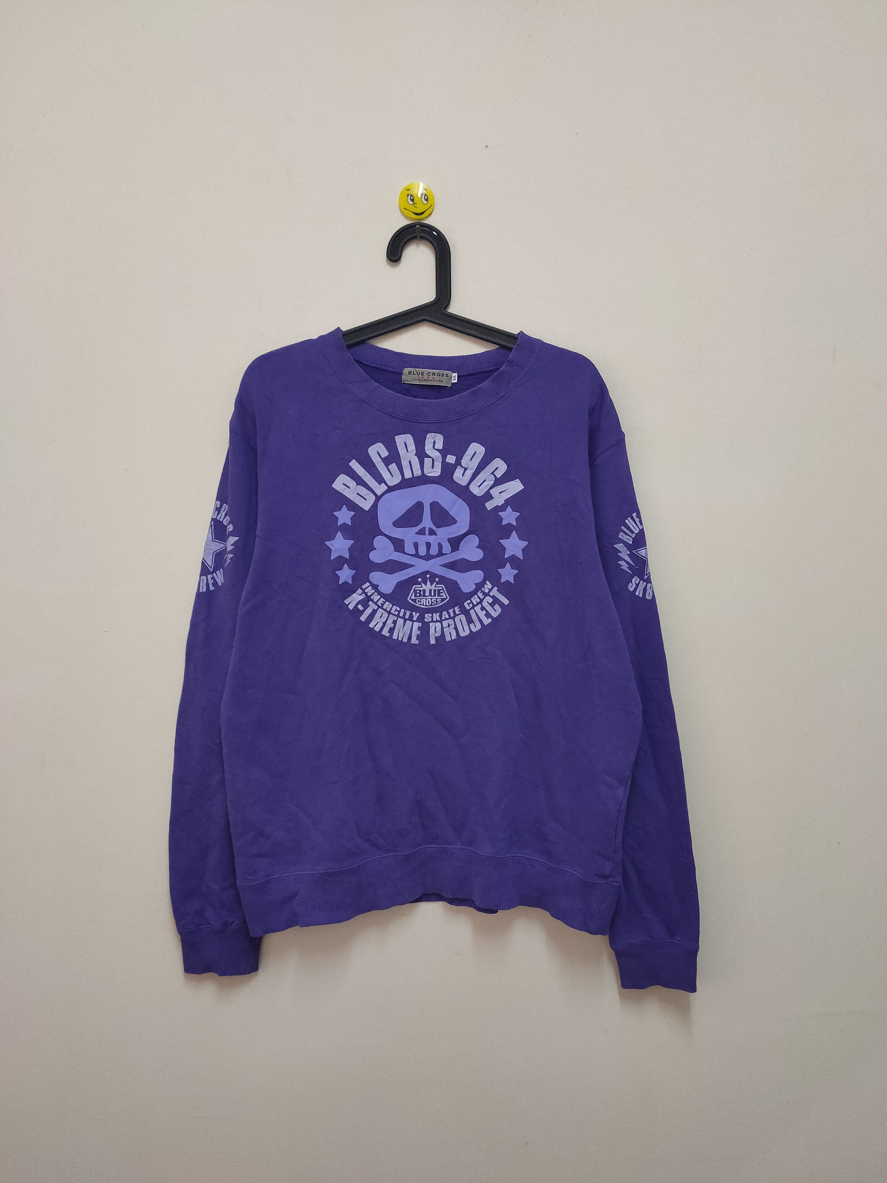 Blue Cross Skate Crew Sweatshirt Crewneck 