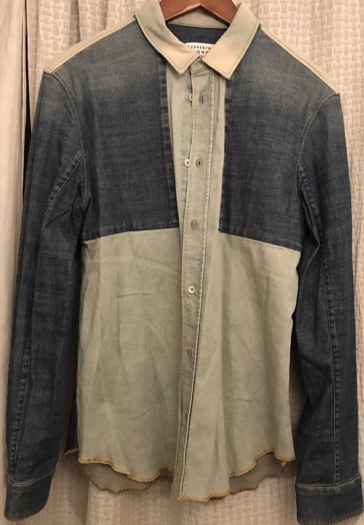Maison Margiela SZ. 46 two-tone Denim shirt Maison Margiela Size US S / EU 44-46 / 1 - 11 Thumbnail