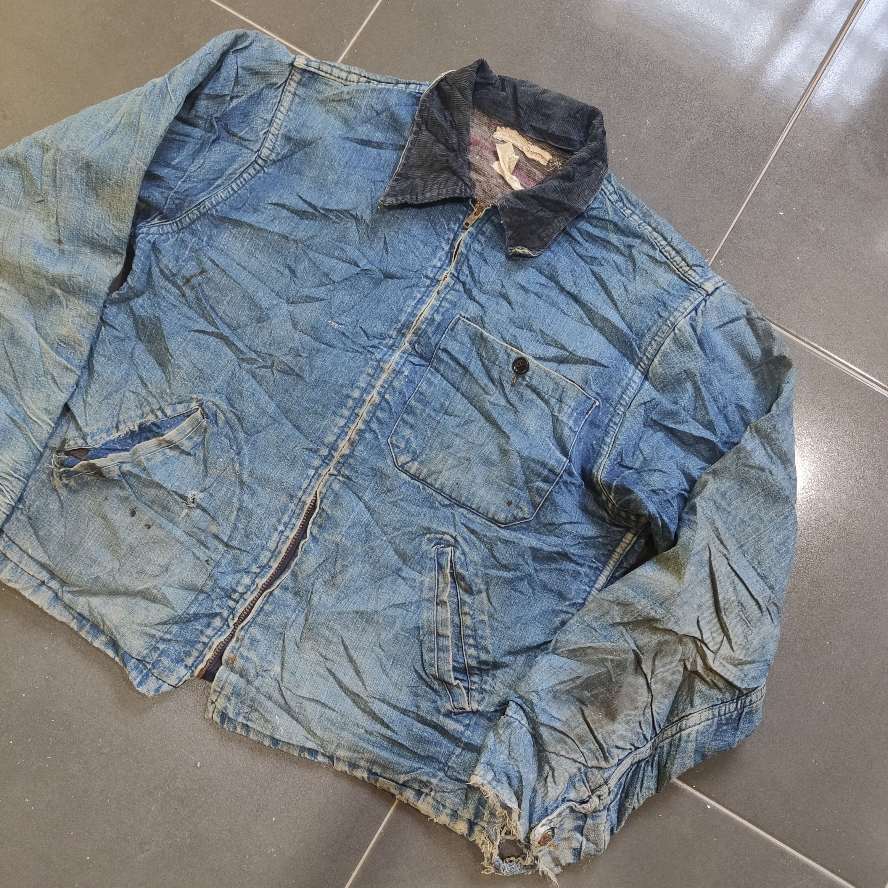 Vintage 50S TROY BLANKET LINING DISTRESSED DENIM JACKET/TROY MILLS Grailed