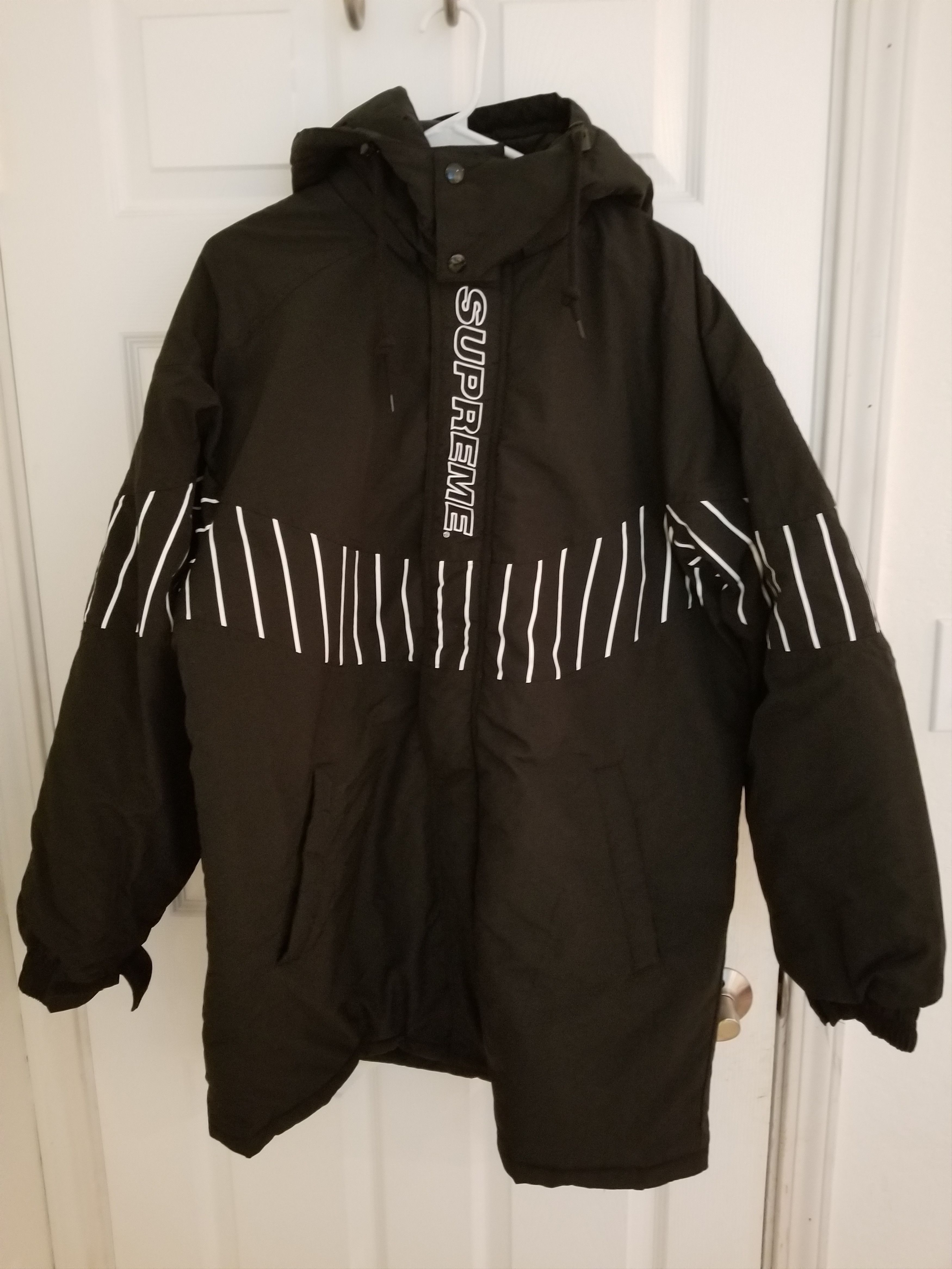 Supreme Pinstripe shops Panel Sports Parka Jacket