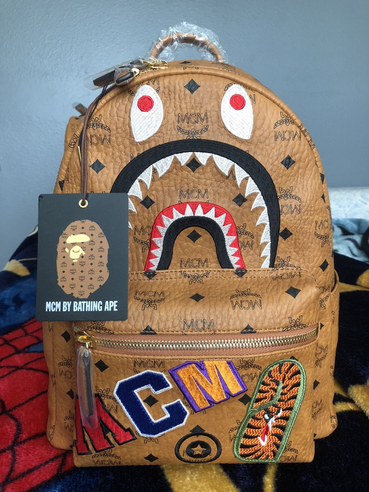 MCM BAPE SHARK STARK BACKPACK BRAND NEW VERY RARE TRUSTED USA