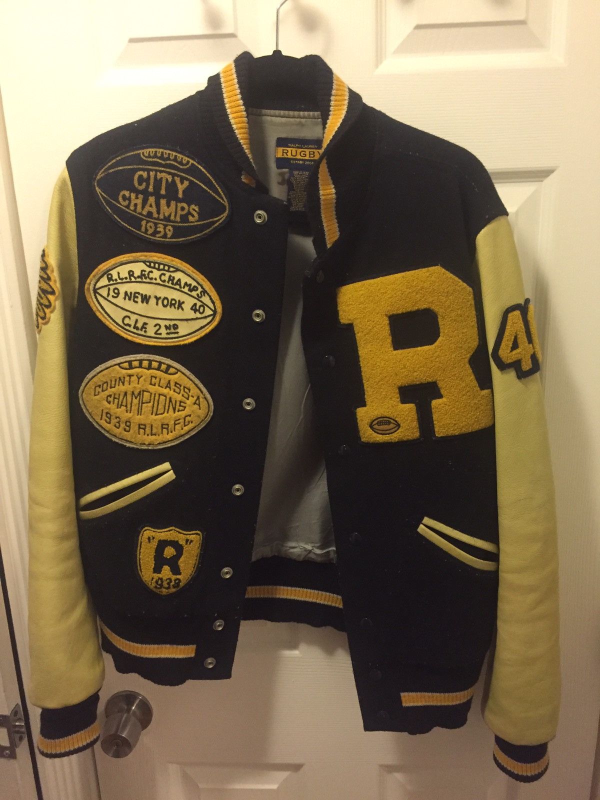 Polo Ralph Lauren Rugby genuine leather varsity jacket | Grailed