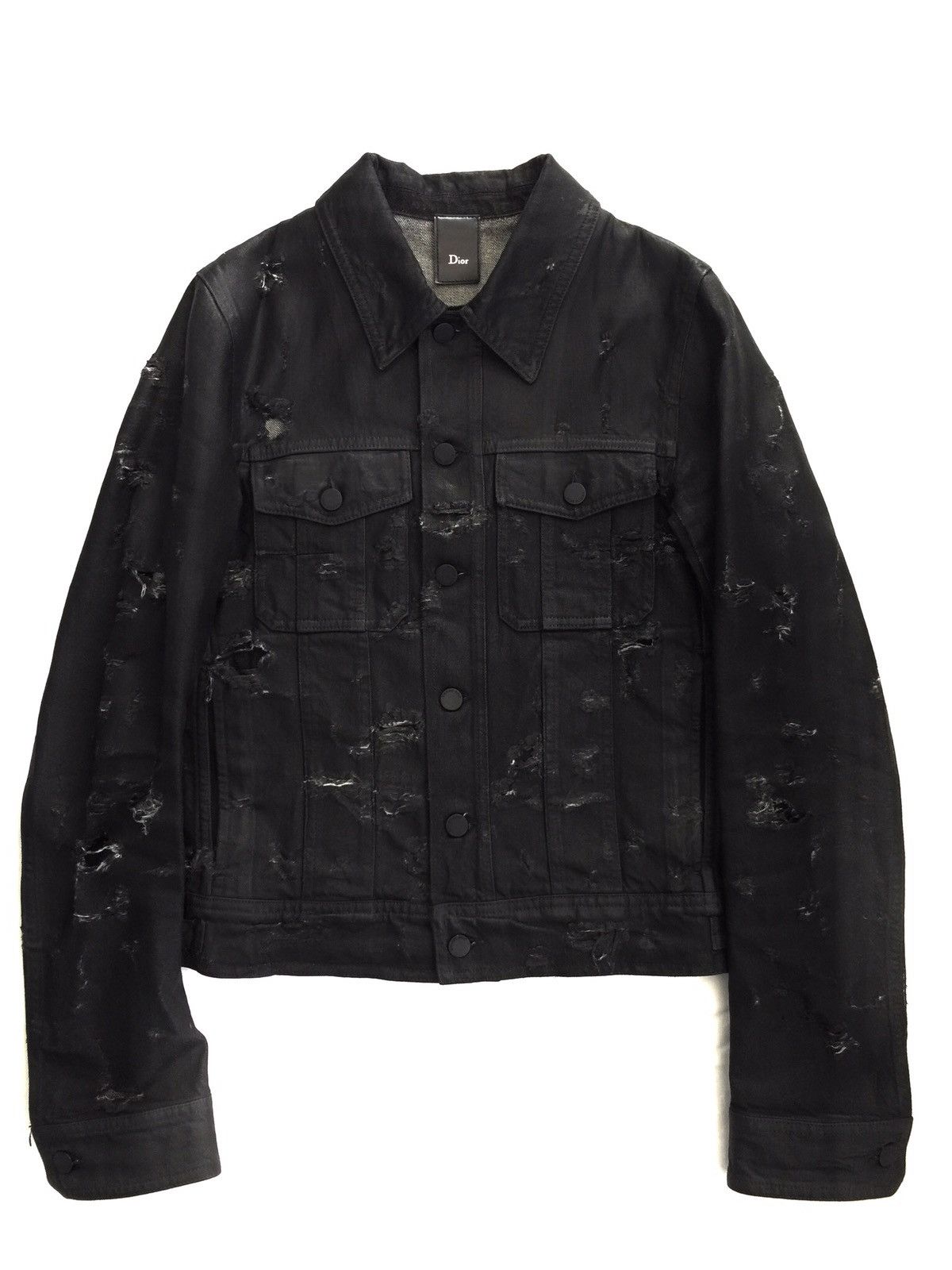 Dior Dior Homme SS04 Strip Destroyed Waxed Denim Jacket - 44