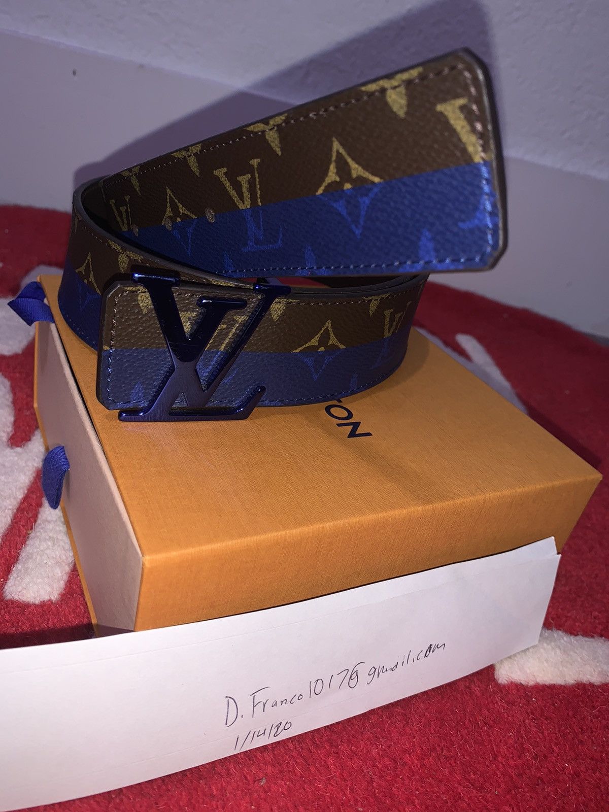 Bleu & brown LV belt