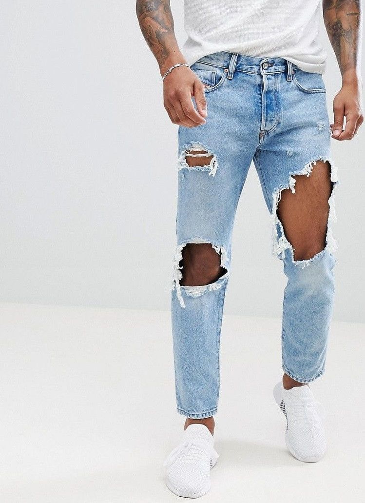 Diesel DIESEL Men's Distressed Destroy Ripped Blue Denim Jeans Size US 34 / EU 50 - 1 Thumbnail