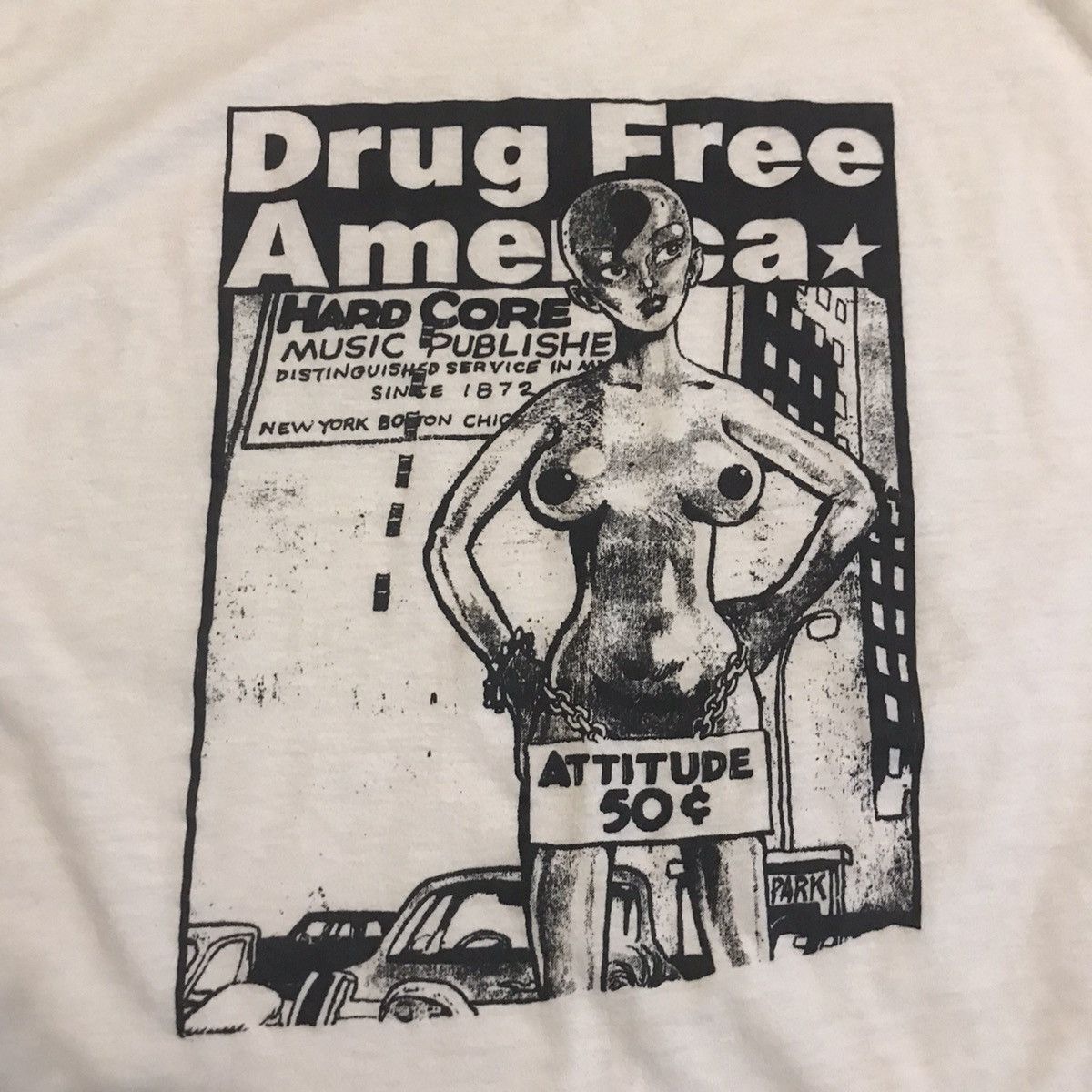 Band Tees Rare Vintage 90s Drug Free America ‎– Attitude 50 Cents Size US L / EU 52-54 / 3 - 2 Thumbnail