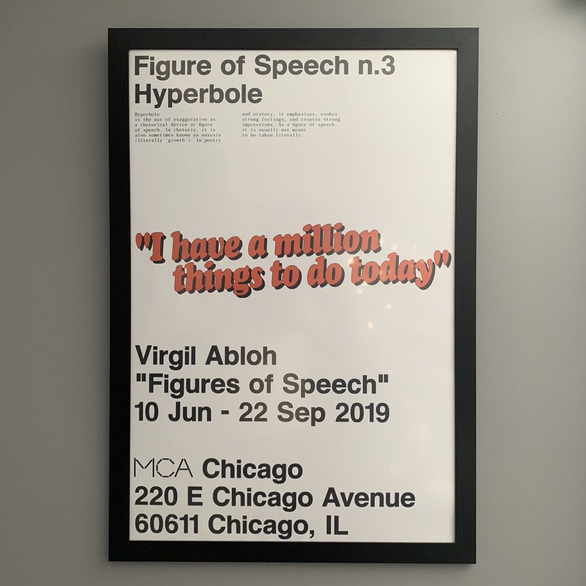 Virgil Abloh Virgil Abloh Figures of Speech MCA Poster Hyperbole | Grailed
