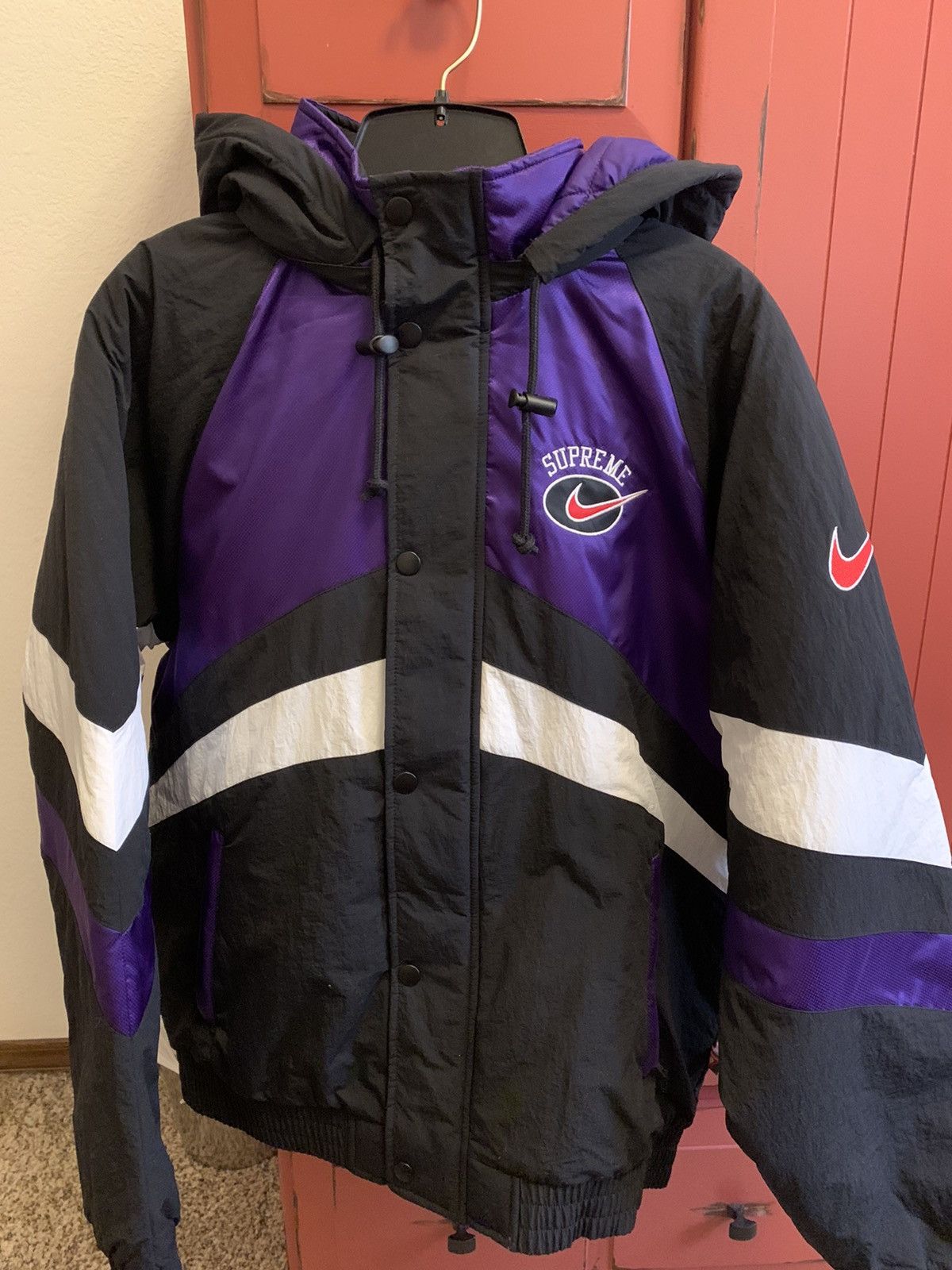 Supreme nike hooded store sport jacket purple