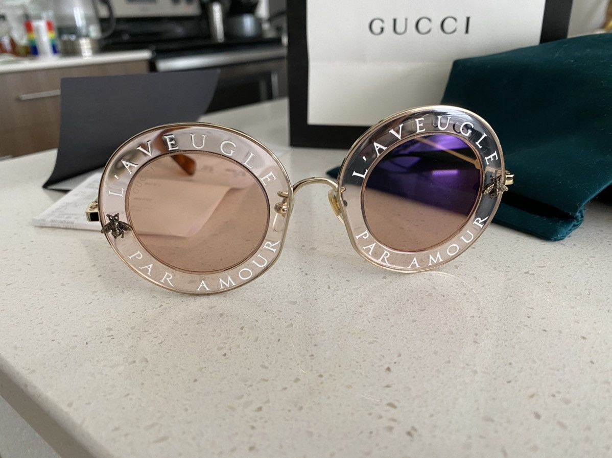 Gucci Gucci L'Aveugle Par Amour Round Pink Sunglasses | Grailed