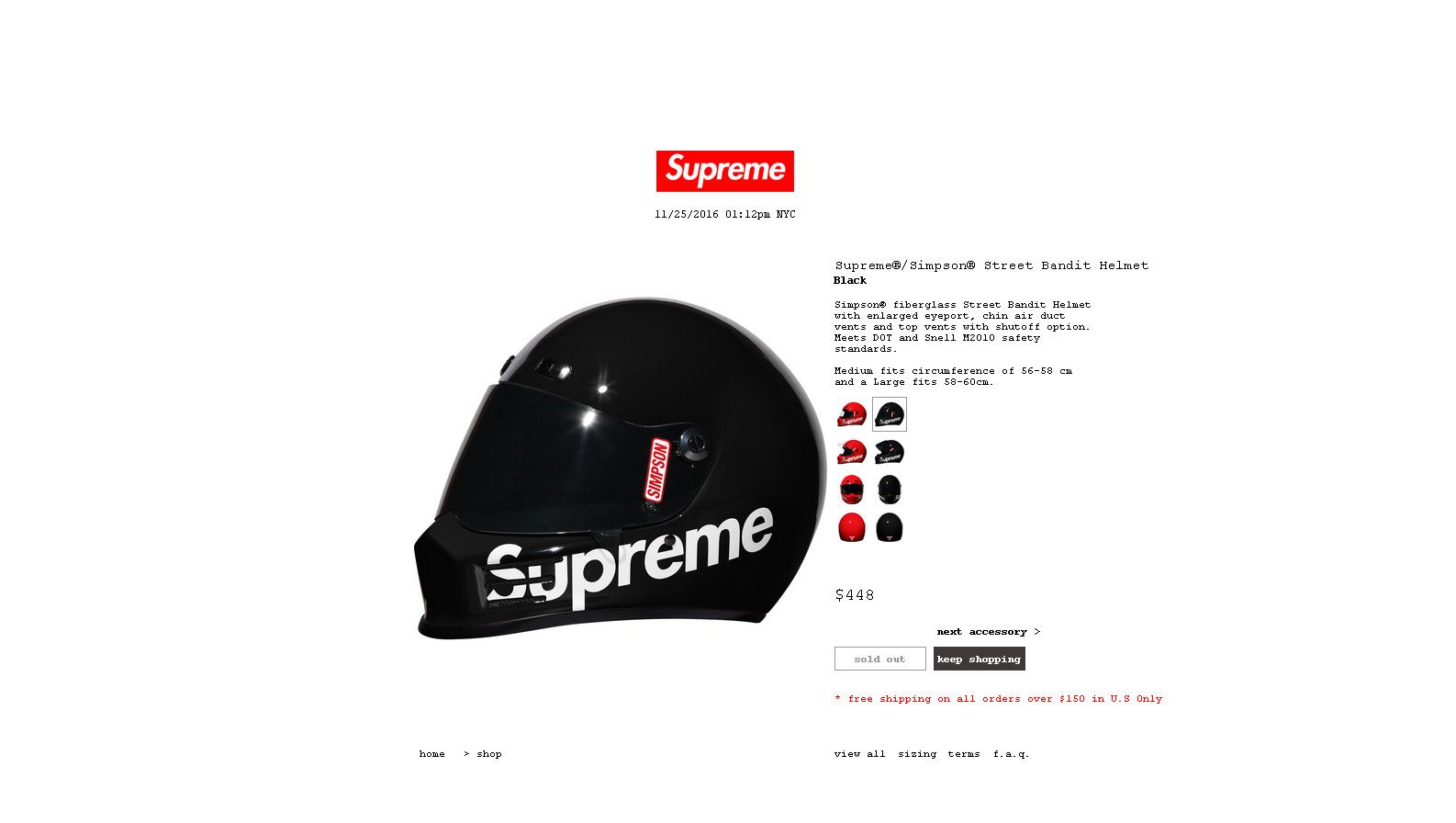 Supreme Bandit Helmet Large Black