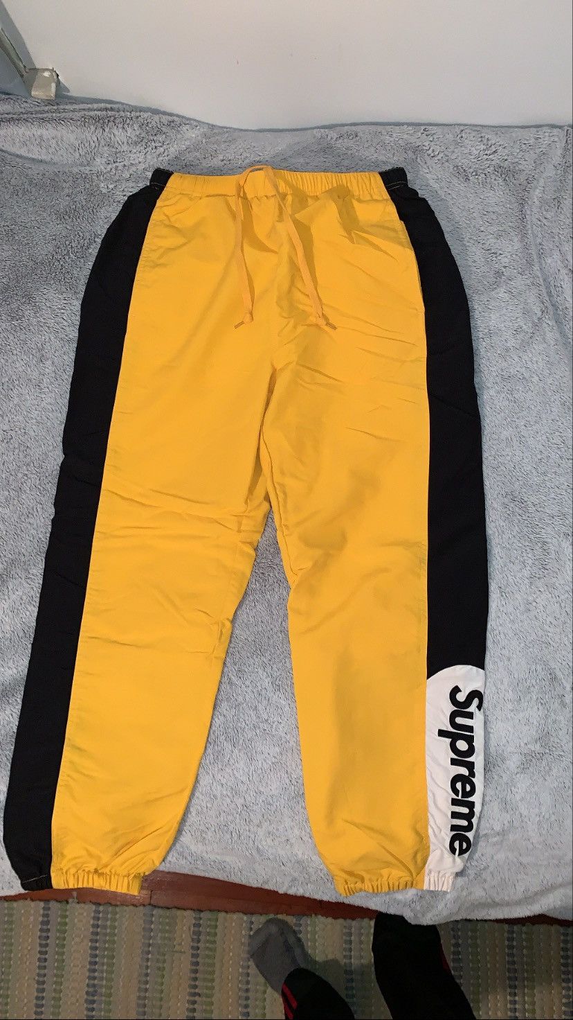 Supreme Supreme side logo black yellow track pant size small