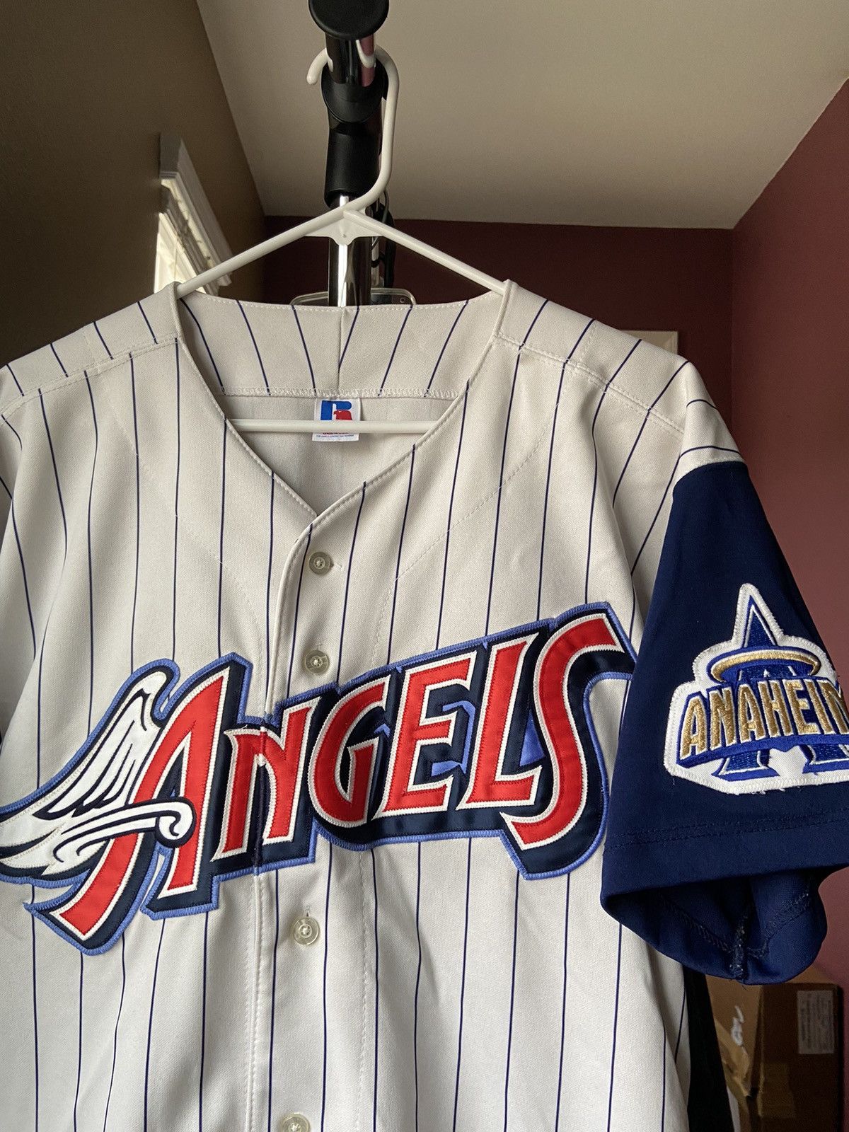 Vintage RARE Vintage 90's Angels Pinstripe Jersey MLB Stitched Trout