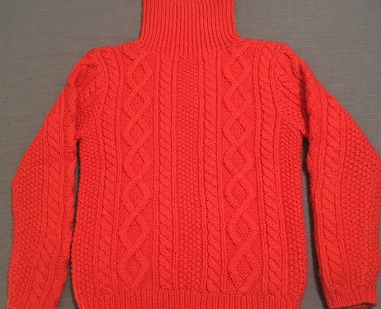 Polo Ralph Lauren Orange Wool Mock Neck Cable Knit Sweater Size US M / EU 48-50 / 2 - 1 Thumbnail