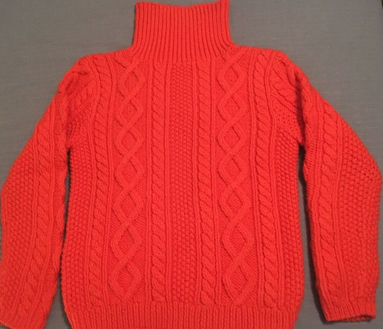 Polo Ralph Lauren Orange Wool Mock Neck Cable Knit Sweater Size US M / EU 48-50 / 2 - 2 Thumbnail