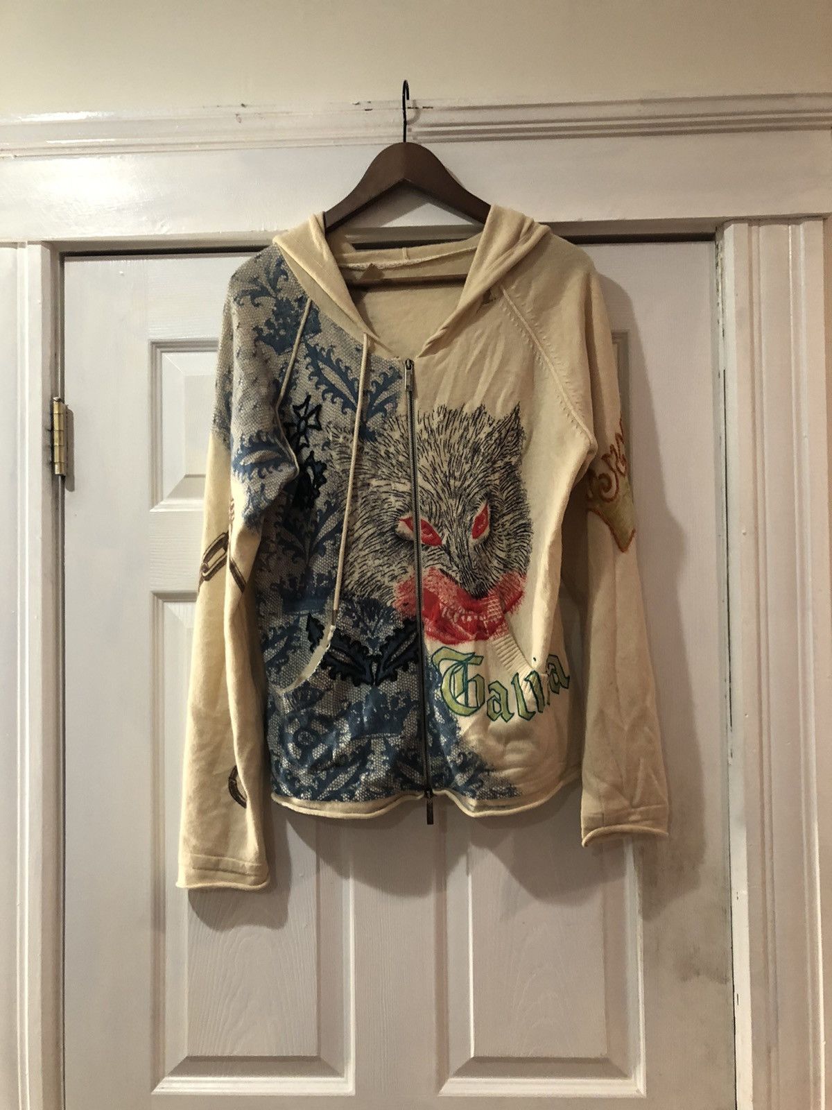 John Galliano John galliano 1990s wolf wool hoodie | Grailed