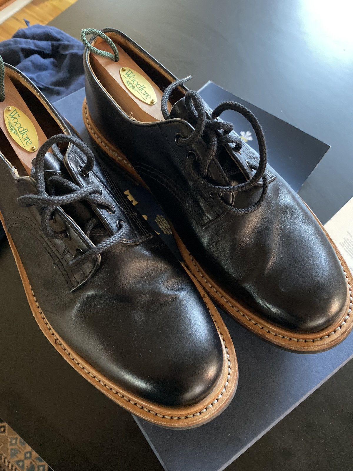Trickers Black leather tramping shoe commando sole | Grailed