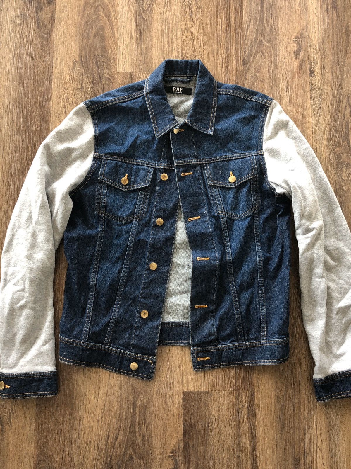 Raf by Raf Simons RAF by raf Simons denim jacket w/ cotton fleece sleeves - s Size US S / EU 44-46 / 1 - 1 Thumbnail