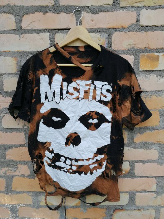 Vintage extremely rare distressed tie dye MISFIT punk shirt big print