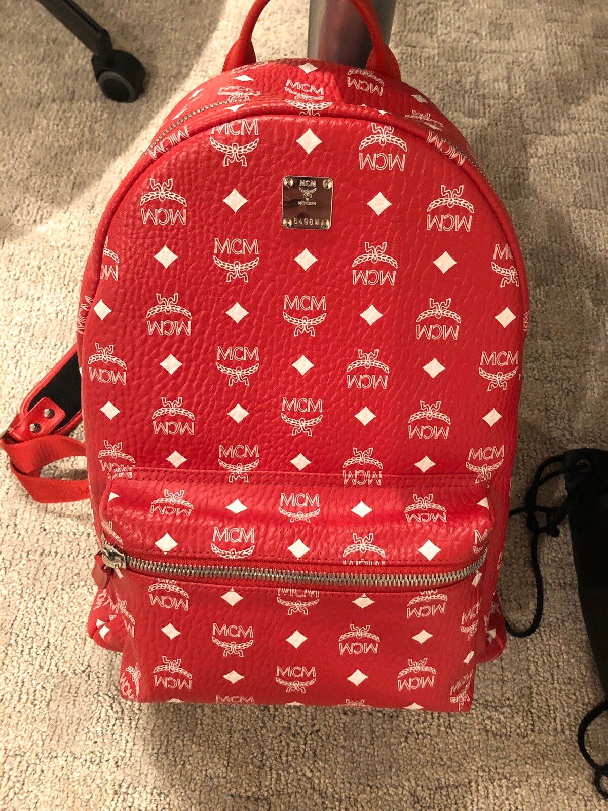MCM Mcm red and white backpack | Grailed