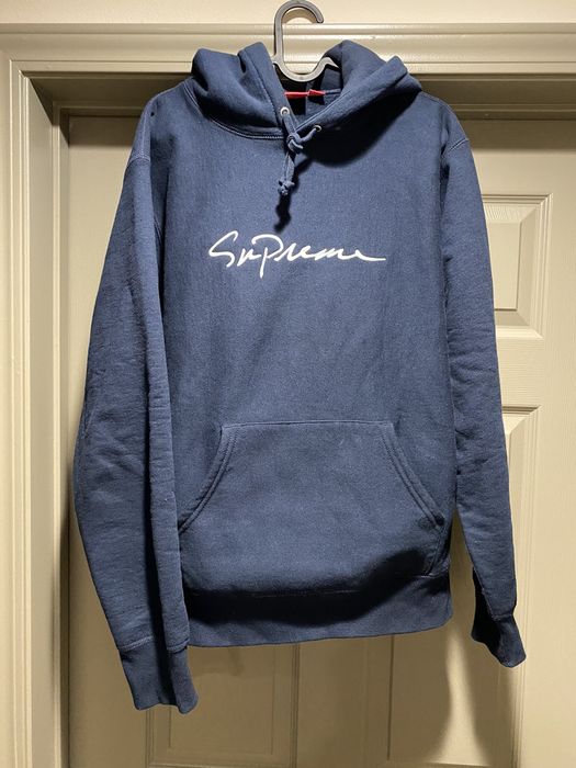 Supreme script best sale logo hoodie