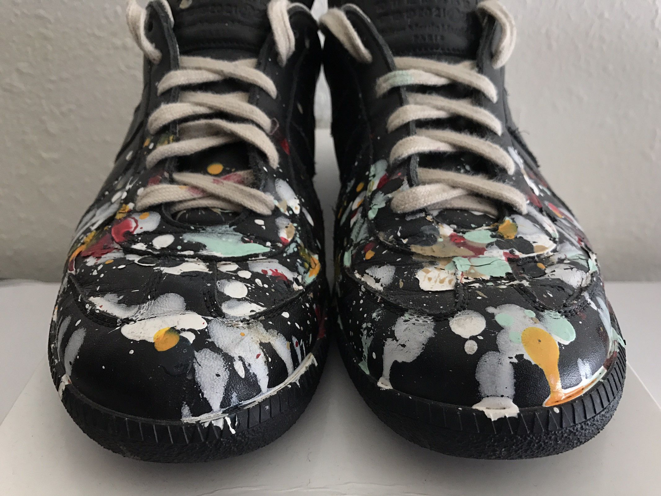 Maison Margiela Paint Splatter Replica GATs -- Black | Grailed