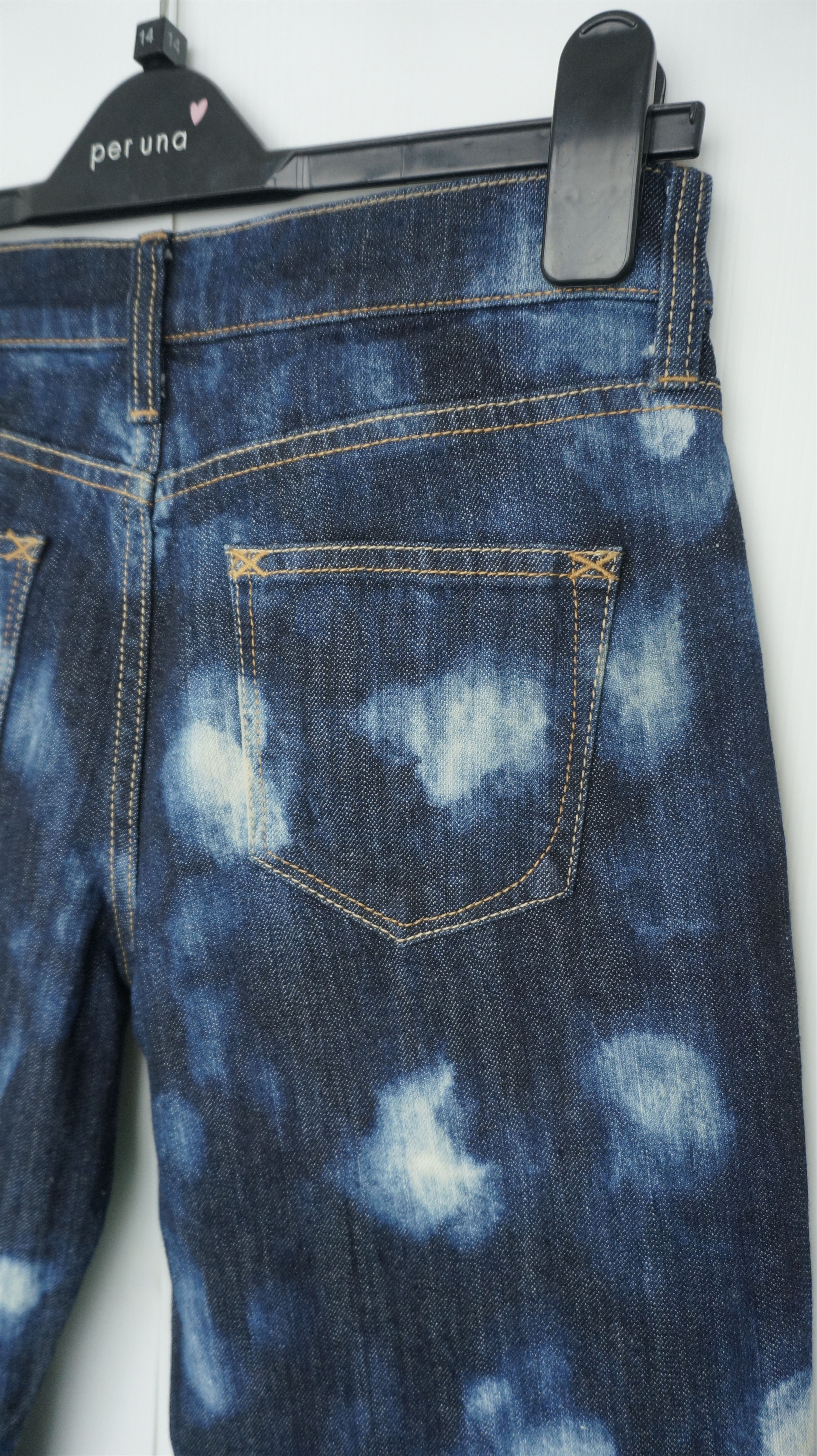 Japanese Brand GU SPOT ACID WASH DARK BLUE WOMEN'S JEANS Size US 27 - 5 Thumbnail