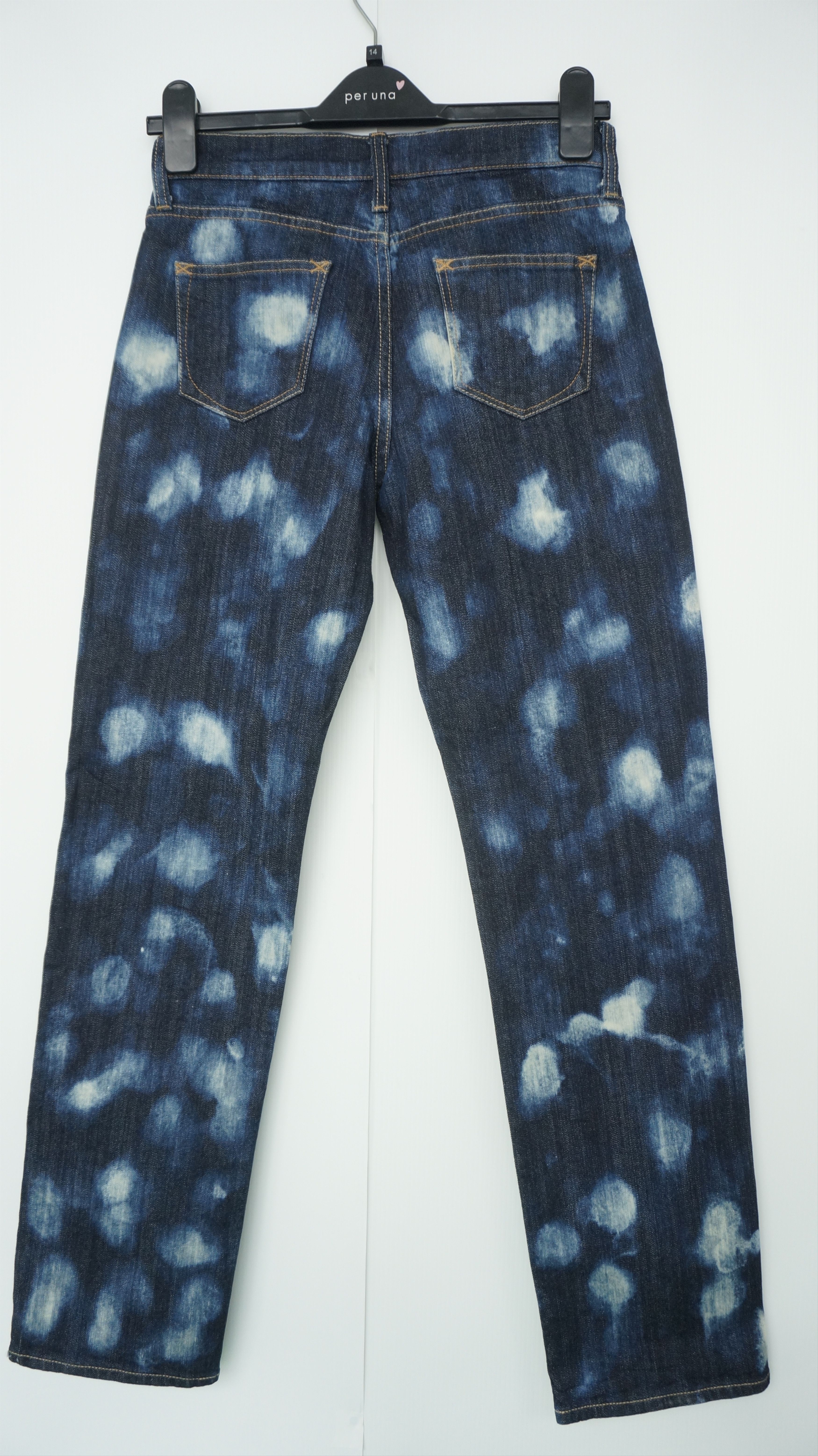Japanese Brand GU SPOT ACID WASH DARK BLUE WOMEN'S JEANS Size US 27 - 4 Thumbnail