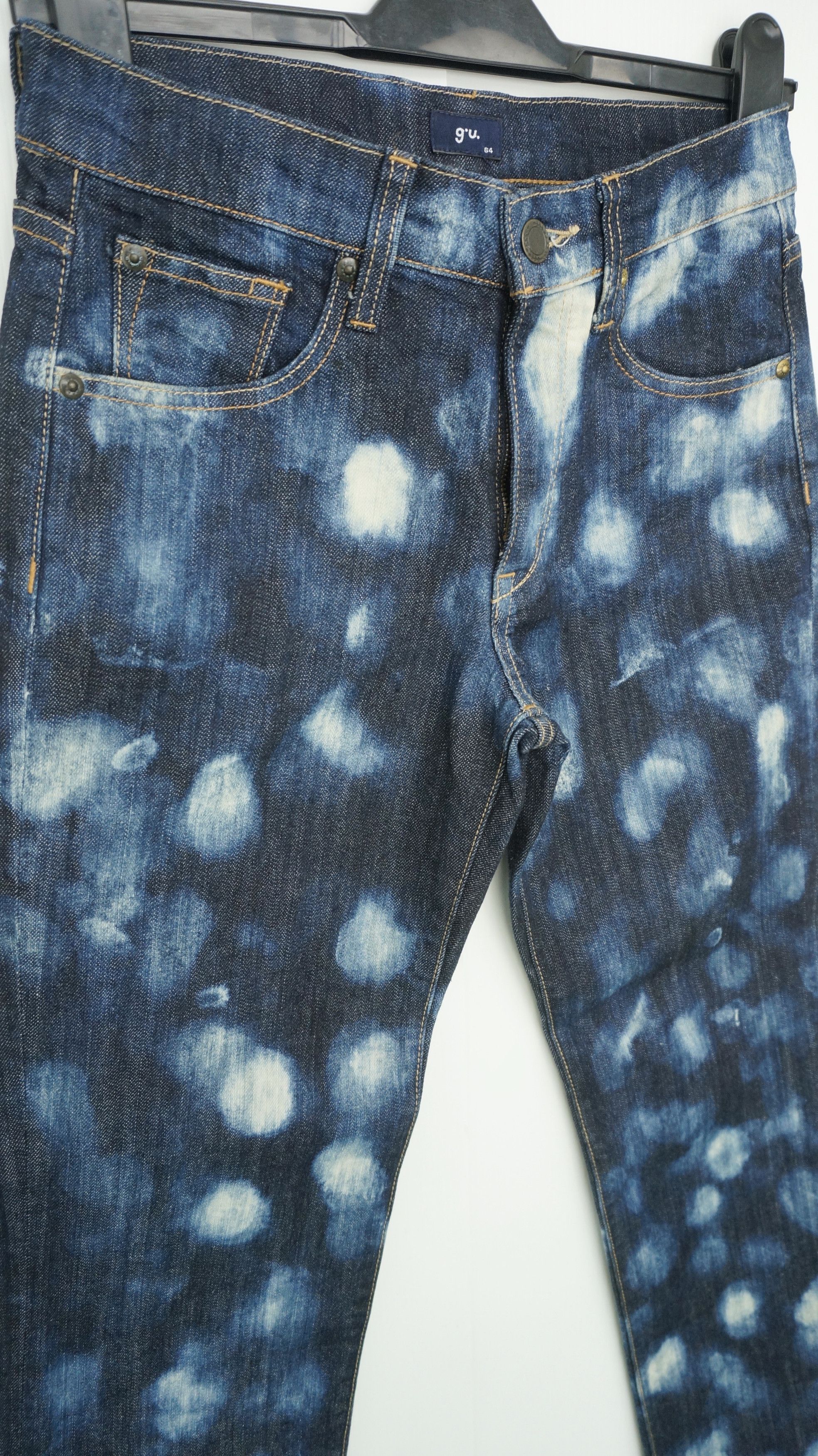 Japanese Brand GU SPOT ACID WASH DARK BLUE WOMEN'S JEANS Size US 27 - 2 Thumbnail