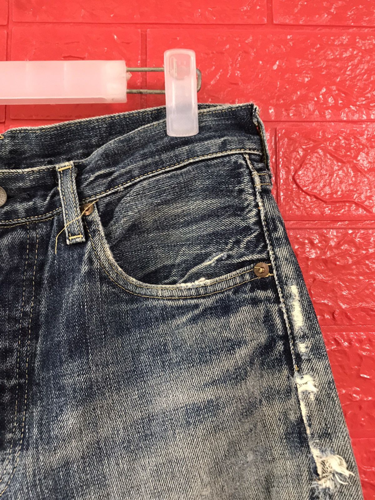 Levi's × Vintage Vintage Levis 503 B Big E Selvedge Distressed Crop Jeans Size US 29 - 10 Thumbnail