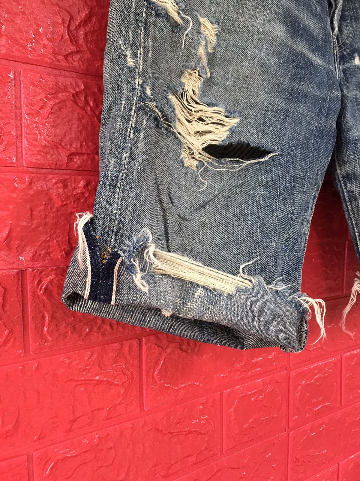 Levi's × Vintage Vintage Levis 503 B Big E Selvedge Distressed Crop Jeans Size US 29 - 6 Thumbnail