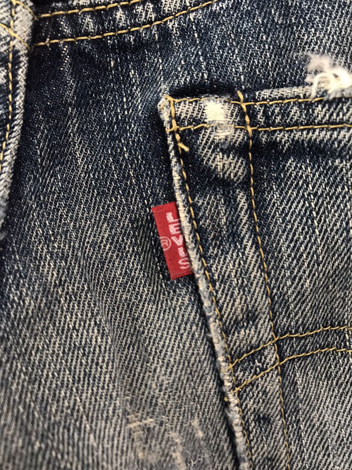 Levi's × Vintage Vintage Levis 503 B Big E Selvedge Distressed Crop Jeans Size US 29 - 16 Thumbnail