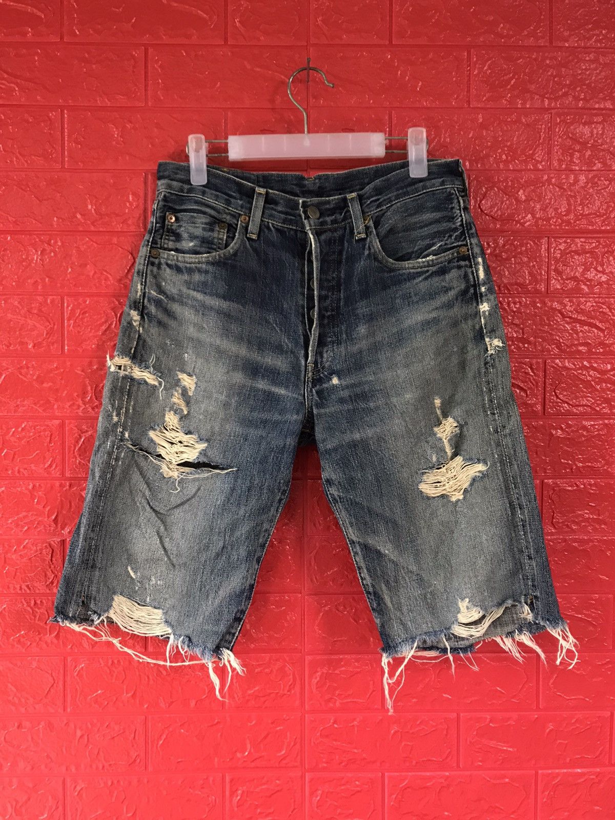 Levi's × Vintage Vintage Levis 503 B Big E Selvedge Distressed Crop Jeans Size US 29 - 1 Thumbnail