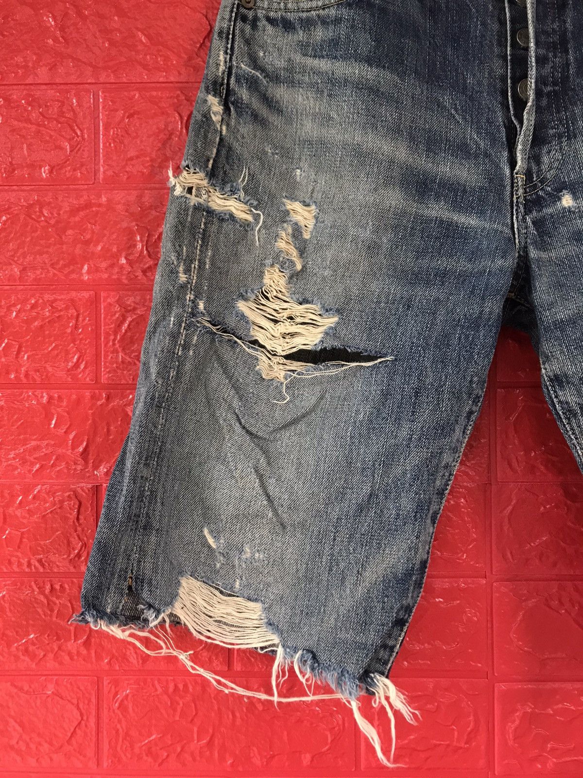 Levi's × Vintage Vintage Levis 503 B Big E Selvedge Distressed Crop Jeans Size US 29 - 4 Thumbnail