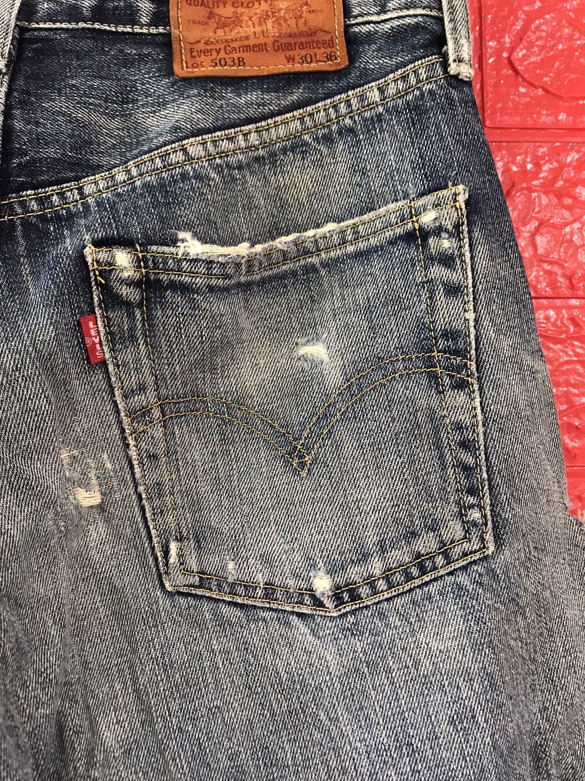 Levi's × Vintage Vintage Levis 503 B Big E Selvedge Distressed Crop Jeans Size US 29 - 14 Thumbnail
