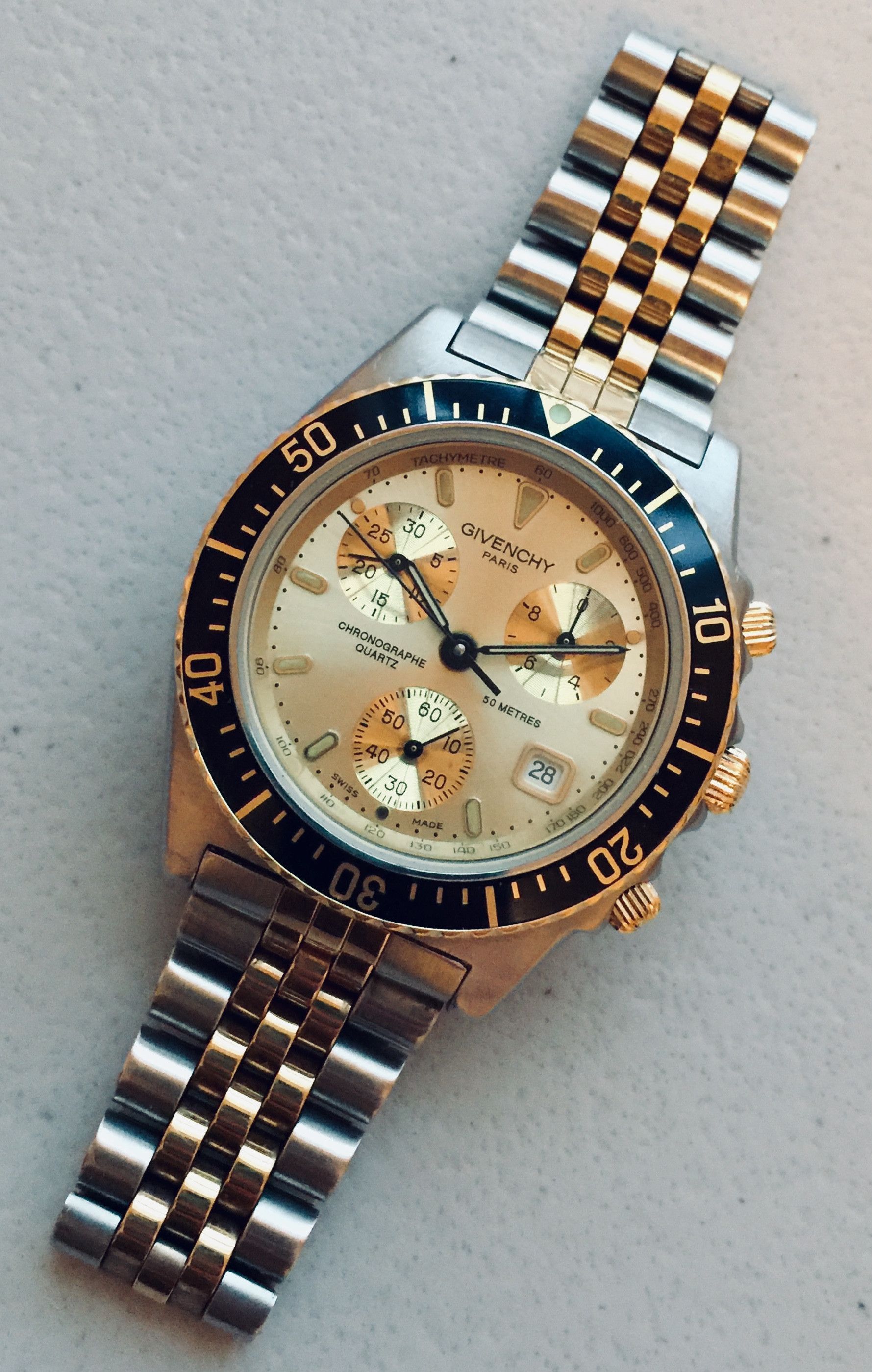 Givenchy Jewelry Vintage 40mm Two Tone Silver Gold Chronograph Watch Grailed