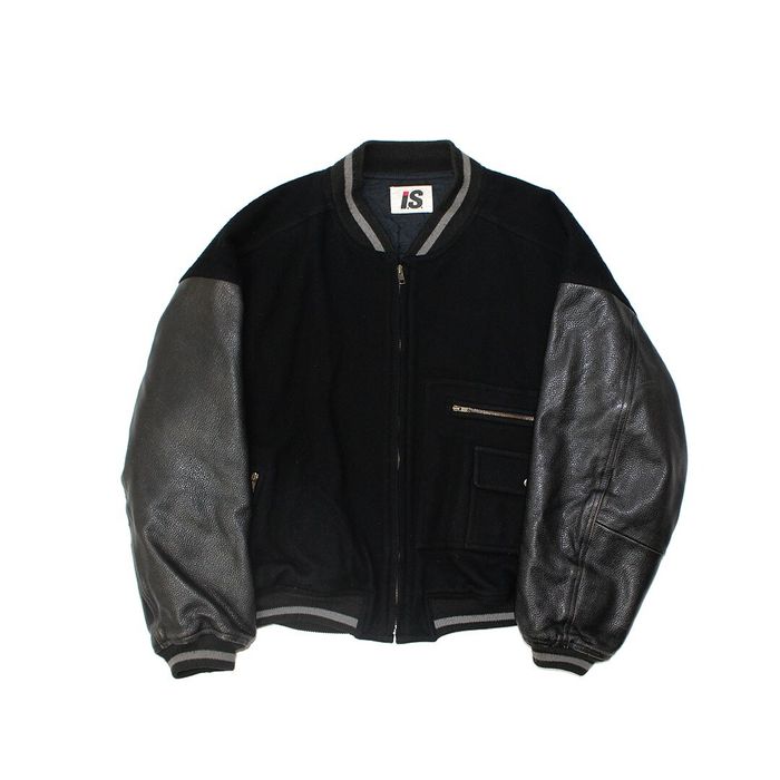 Issey Miyake Issey Miyake Leather Sleeve Varsity Jacket | Grailed