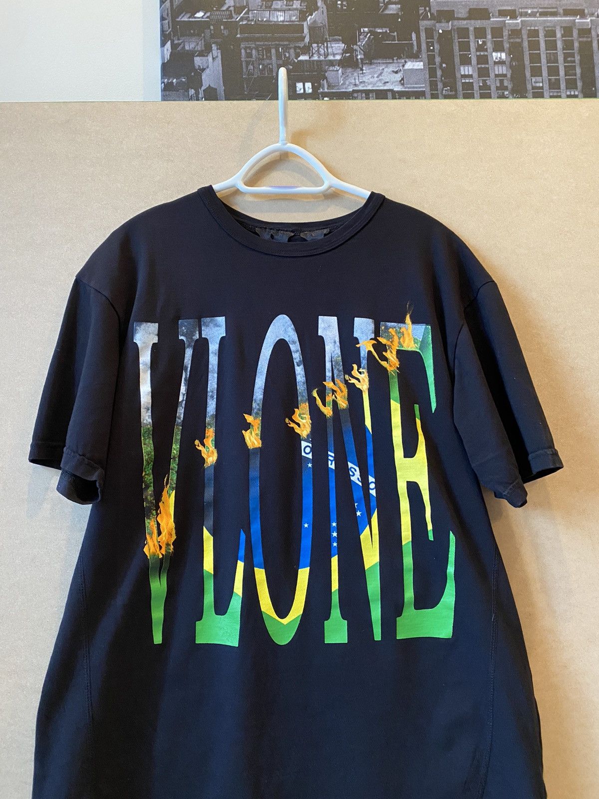 Vlone Vlone Brazil flag staple tee | Grailed