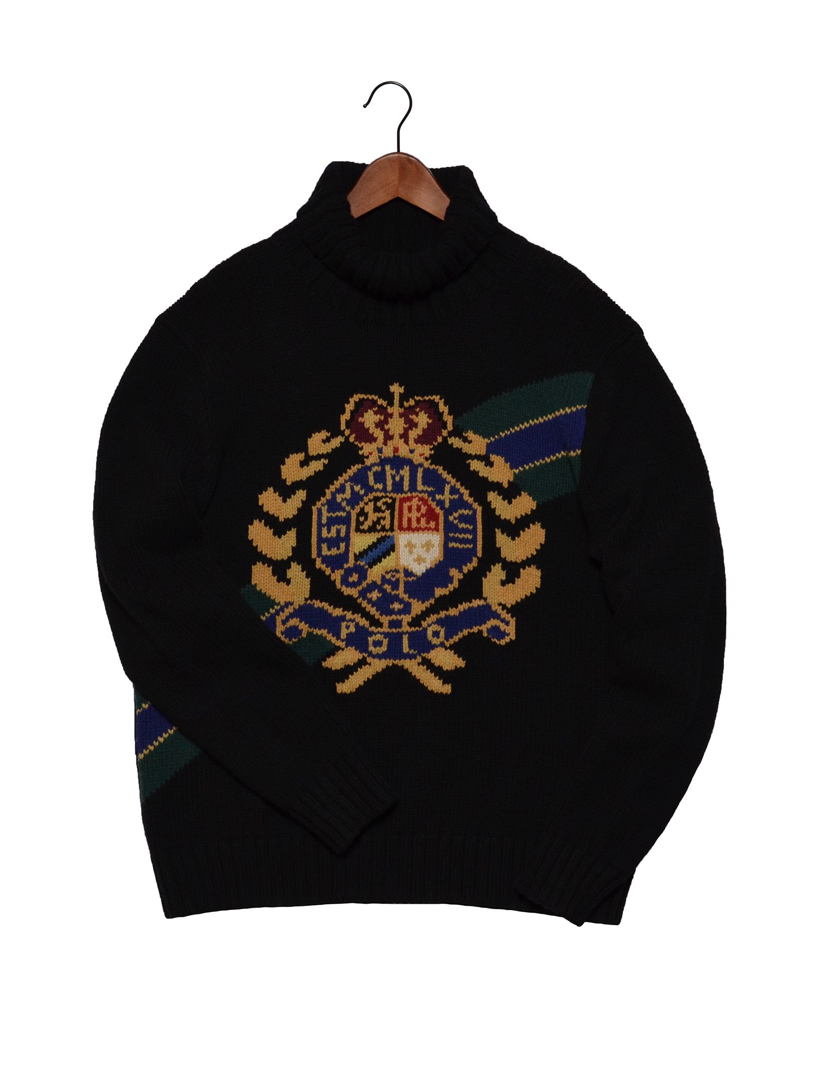 Polo Ralph Lauren Crest Turtleneck Wool Sweater Black